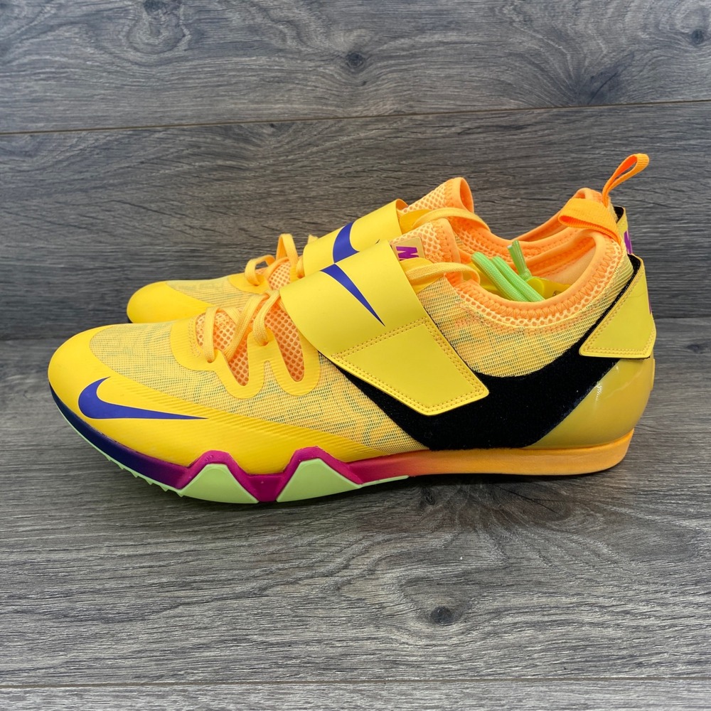 Nike PV Elite Pole Vault Spikes Mens 12.5 Yellow FZ9649-800 Track Shoes
